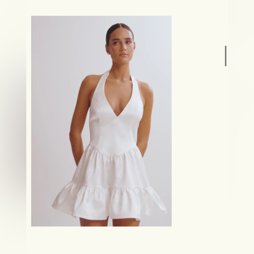 Meshki White Backless Halter Dress